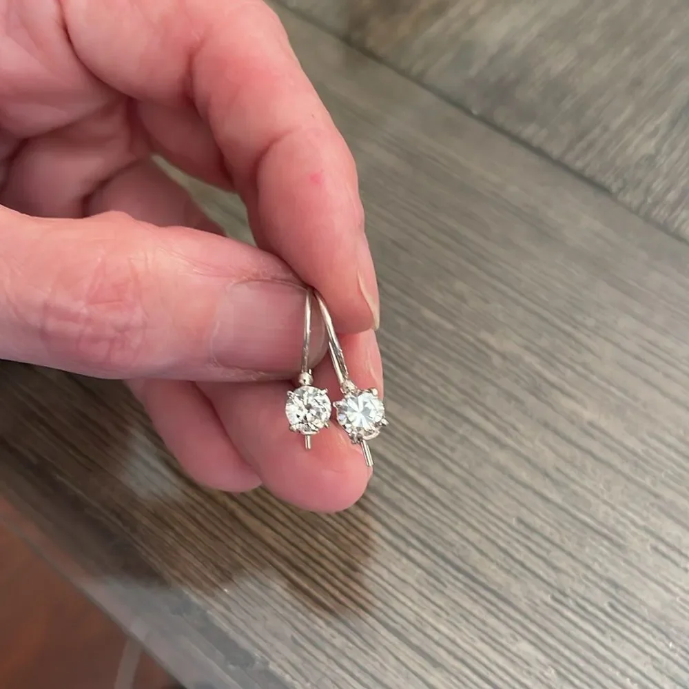 Vintage Sterling Silver Wire CZ Earrings